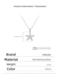 Detailed specs of S925 silver starfish pendant with pearls and 45cm chain dimensions