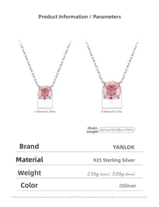 Comparaison de pendentifs en argent 925 rose cristal 6mm et 8mm sur une chaîne de 40+5cm