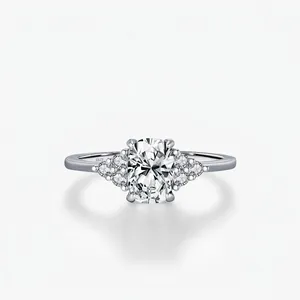 Luxe 1ct Ovale Moissaniet Ring Voor Dames 925 Sterling Zilver Verlovingsring Met GRA Certificaat Elegante Mode Sieraden