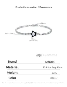 Dessin détaillé du bracelet étoile en argent S925 avec une longueur de chaîne de 16+3 cm
