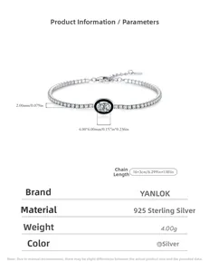 Macro shot of S925 sterling silver tennis bracelet with black enamel and micro-set diamonds