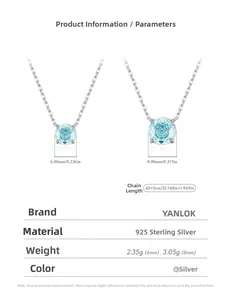 Détails du collier en argent S925 avec pendentifs bleu clair de 6mm et 8mm taille rose