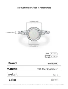 Detailed macro view showing the S925 silver hallmark and opal stone dimensions