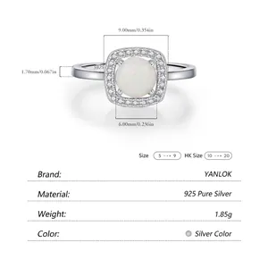 Élégante bague en argent sterling S925 avec opale blanche de 6mm et serti pavé brillant