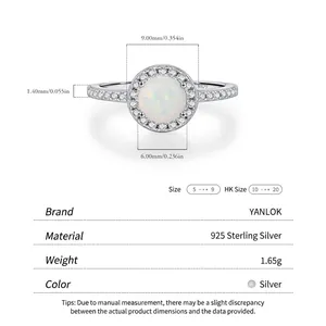 S925 sterling silver ring featuring a 6mm white opal stone and pavé diamond band details