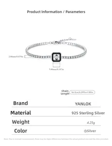 Détail macro du bracelet tennis en argent 925 avec pierre de zircone carrée de 5mm