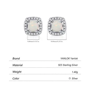 S925 Sterling Silver Vintage French Style Opal Stud Earrings with Sparkly Zircon Halo
