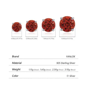 S925 Sterling Silver pomegranate red stud earrings in four sizes with fireworks cut design