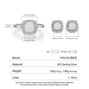 Elegant 925 sterling silver jewelry set with round white opal stones and cubic zirconia