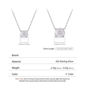 S925 sterling silver round rose cut diamond pendant necklace with adjustable chain link