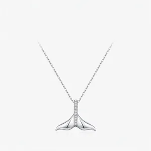 Collana Pendente Coda di Sirena in Argento Sterling 925 per Donna Elegante Minimalista Zirconia Intarsiata Gioielli a Clavicola