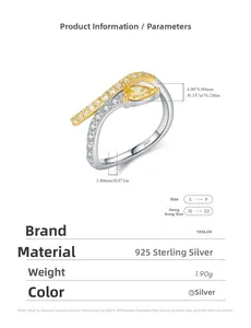 Detail specifications of S925 silver snake ring with yellow pear-cut stone and pavé diamonds
