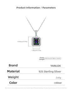 Dettaglio della collana in argento 925 con pendente a gemma arcobaleno di misura 10x7mm