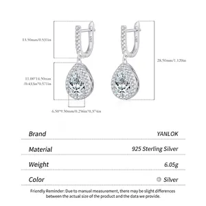 Elegant 925 sterling silver teardrop earrings featuring sparkling pear-cut cubic zirconia stones