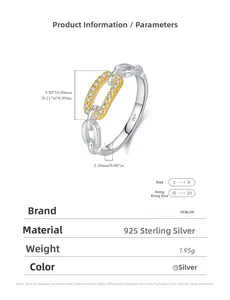 Vue macro d'une bague en argent S925 avec fermoir plaqué or serti de diamants pavés