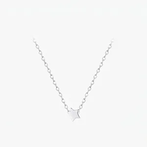 Dainty 925 Sterling Silver Star Pendant Necklace For Women Minimalist Polished Star Clavicle Chain Fashion Jewelry Accessory Gift