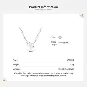 Minimalist 925 sterling silver star pendant necklace with refined curb chain for women