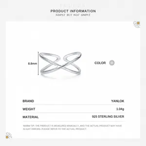 Minimalist 925 sterling silver crossover ring with 8.8mm height and 1.04g lightweight design
