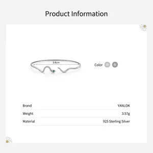 Bracciale serpente in argento 925 con zirconi, diametro 5,6cm e peso di 3,57g