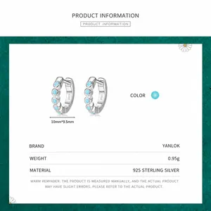 S925 sterling silver turquoise stud earrings 10mm round blue hoop earring set