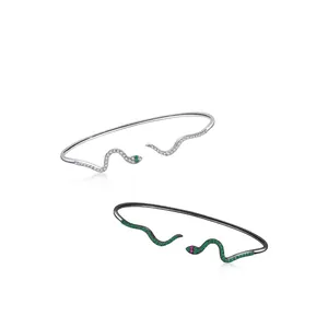 Bracciali a serpente regolabili in argento S925 con micro-cristalli incastonati