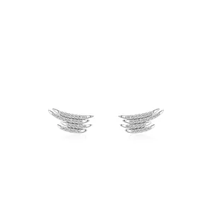 Sparkling S925 sterling silver claw stud earrings with full pavé diamond design