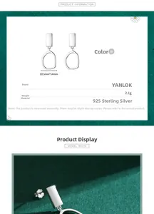 Detailed specs of s925 silver geometric earrings with dimensions 10.5mm by 14mm
