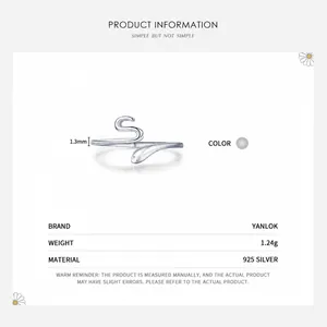 Minimalist 925 sterling silver snake open ring featuring 1.3mm width and 1.24g weight