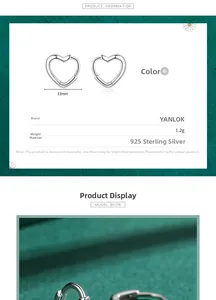 Detailed specification of small 925 sterling silver heart earrings weighing 1.2g and 12mm
