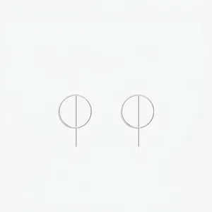 925 Sterling Silver Minimalist Geometric Circle Line Stud Earrings For Women Simple Polished Fashion Jewelry Personality Gift