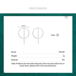 Minimalist S925 sterling silver geometric circular stud earrings with 26mm width