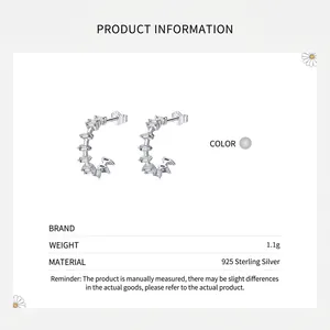 Elegant S925 sterling silver irregular stud earrings with micro-set zircon stones