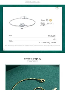 Détails du bracelet perlé en argent S925 avec zircon carré de 6mm et spécifications