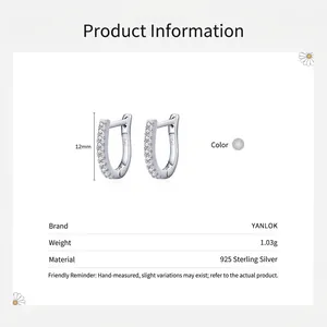 Créoles minimalistes en argent sterling S925 avec pavé de zircones et détail de taille 12mm