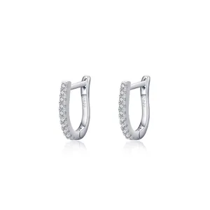 Boucles d'oreilles minimalistes en argent sterling S925 en forme de U avec zircons