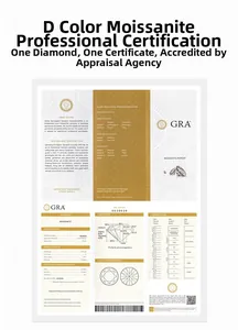 Macro shot of GRA identification report for D-color moissanite gemstone authentication