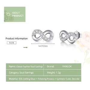 Orecchini a perno infinito in argento sterling S925 con micro-intarsio di zirconi
