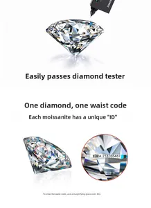Macro detail of GRA certified moissanite diamond showing laser engraved serial number on girdle