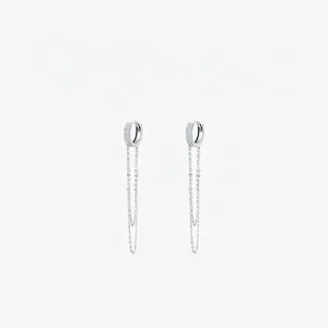Élégantes Boucles d'Oreilles Longues à Gland en Argent Sterling 925 Avec Zirconia Micro-pavage Pour Femmes Bijoux Minimalistes Coréens