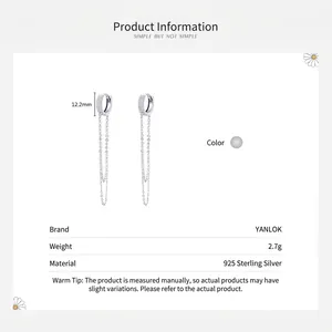 Boucles d'oreilles pendantes en argent 925 avec zircons incrustés et diamètre de 12,2 mm
