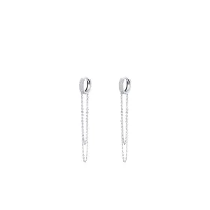 Élégantes boucles d'oreilles pendantes en argent 925 avec cristaux pavés au style minimaliste