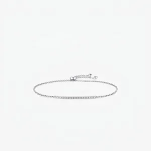 925 Sterling Silver Minimalist Micro Inlaid Zirconia Bar Bracelet For Women Adjustable Niche Design Fashion Jewelry Gift