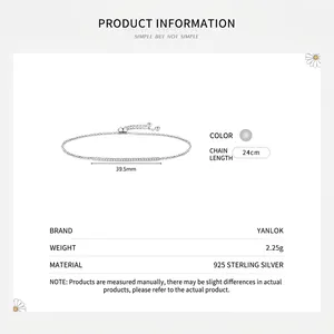 Minimalist S925 sterling silver adjustable bracelet featuring a bar with micro pave zircons