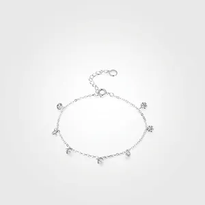 925 Sterling Silver Zirconia Bracelet For Women Minimalist Adjustable Fine Chain Geometric Round Charm Jewelry Fashion Gift