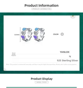 Detail of 925 sterling silver rainbow heart earrings showing 12.3mm size and 2g weight
