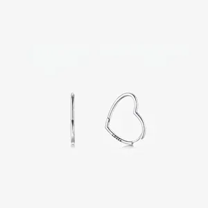 Boucles d'Oreilles Créoles Cœur en Argent Sterling 925 Gravure LOVE Élégant Doux Plaqué Platine Poli Hypoallergénique pour Femme Bijoux