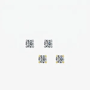 Elegant 925 Sterling Silver Moissanite Stud Earrings For Women Sparkling Round Cut D Color Moissanite Fine Jewelry Gift