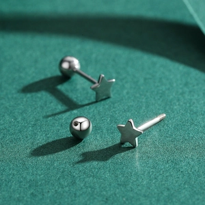 Élégantes boucles d'oreilles étoiles en argent 925 avec fermoir à vis pour femmes