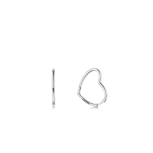 Élégantes créoles cœur en argent sterling S925 avec gravure LOVE au style minimaliste