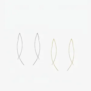 S925 Sterling Silver Minimalist Double Arc Line Threader Earrings For Women Elegant Geometric Wave Dangle Fashion Jewelry